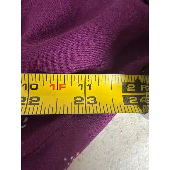 Free People SZ M Tuscan Dreams Tunic Floral Printed Blouse Plum Purple Boho C11 - Picture 7 of 8